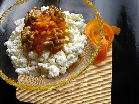 Copa de mató casolà amb melmelada de carbassa i mandarina