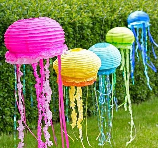 Lámparas de papel para fiestas estilo medusa