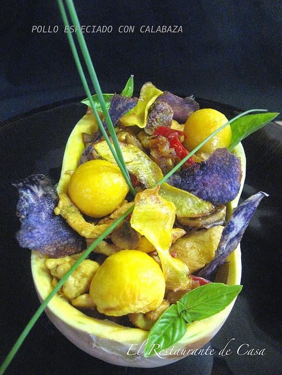 Pollo especiado con calabaza