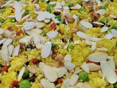 Couscous marroquino com passas, damascos e amêndoas