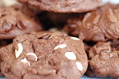 Double chocolate espresso cookies thick and chewy