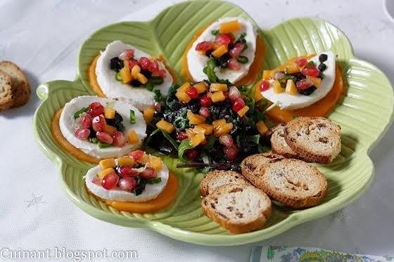 Mozzarella y kaki con gremolata