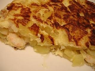 Truita de patates amb gambetes
