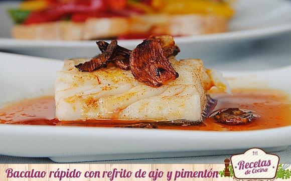 Bacalao rápido con refrito de ajo y pimentón