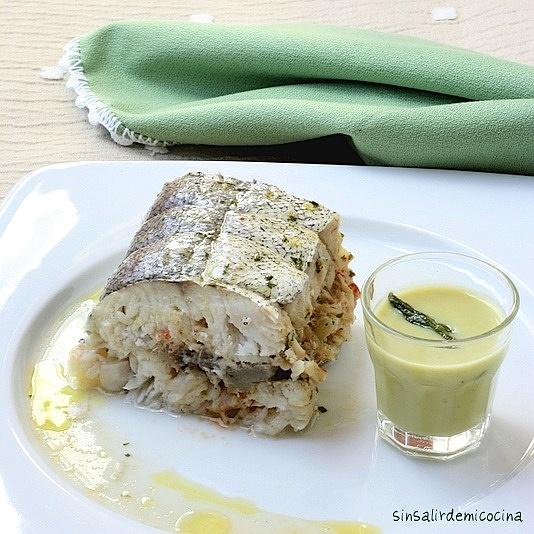 Merluza rellena de setas y gambas