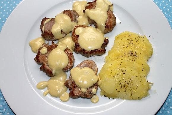 Solomillo ibérico con salsa de mostaza