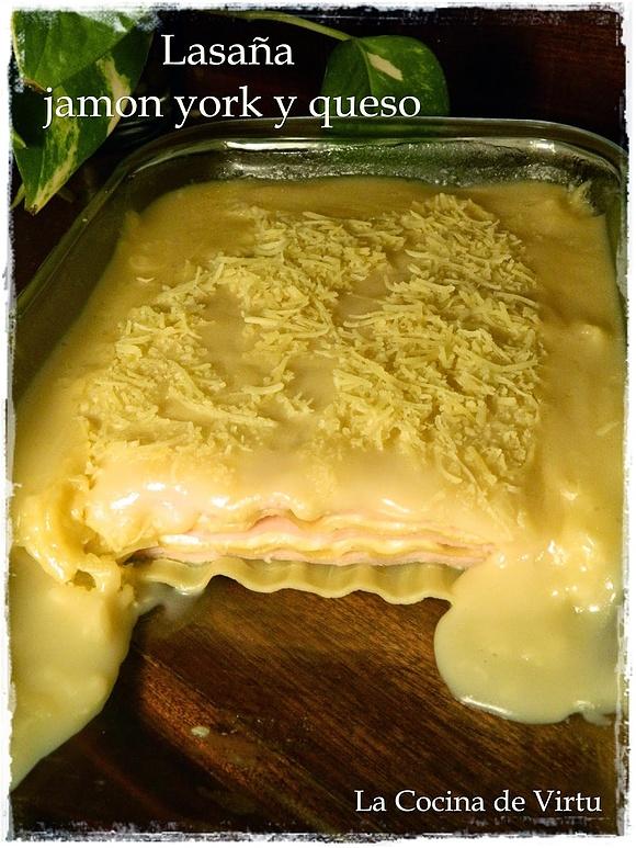 Lasaña de jamón York y queso
