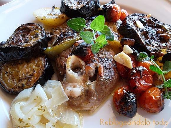 Asado de cordero con verduras
