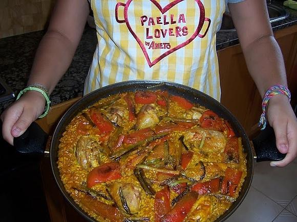 Arroz con pollo y caldo Aneto con sofrito