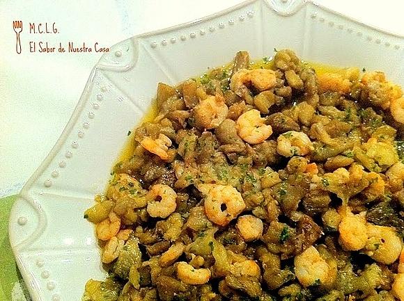 Berenjenas con gambas de la abuela Paqui