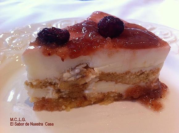 Tarta de queso con arándanos y nueces