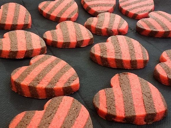 Galletas corazón rayado