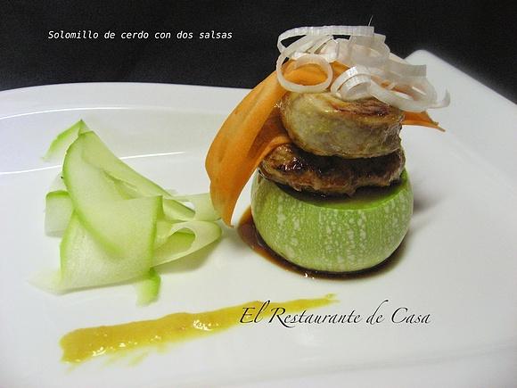 Solomillo de cerdo con dos salsas