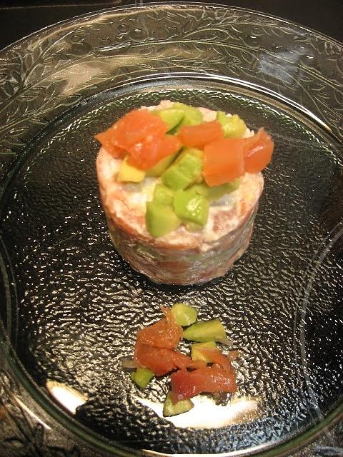 Tartar de dos salmones y queso