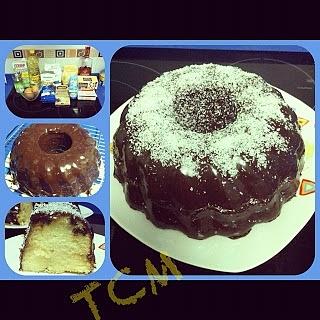 Tarta borracha de coco y chocolate