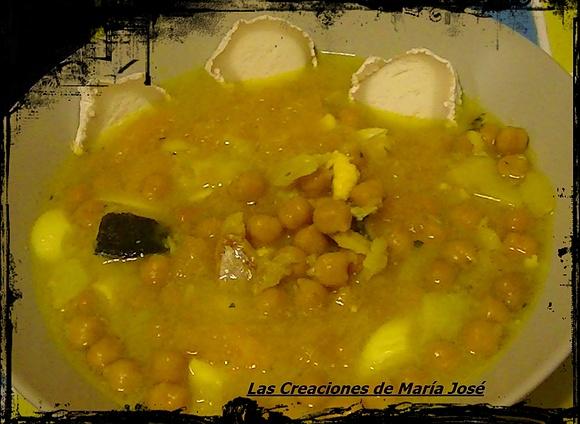Garbanzos con bacalao y queso de cabra