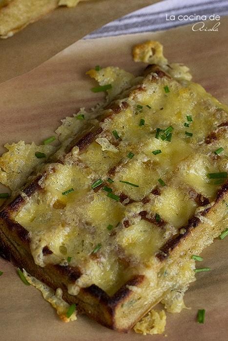 Gofres de patata gratinados con queso Gouda