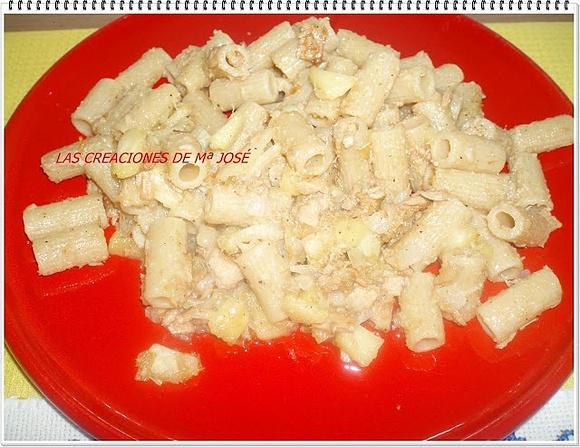 Macarrones con manzana y atún