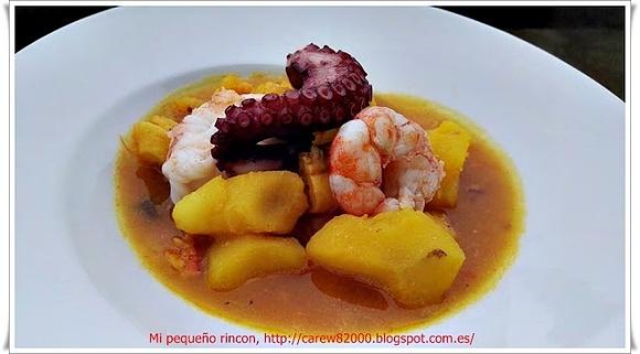 Patatas guisadas con pulpo