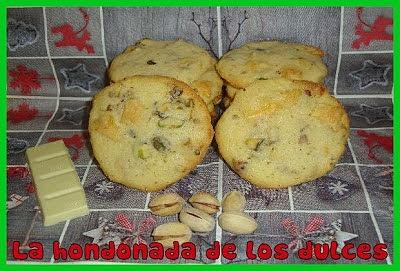 Cookies de pistacho y chocolate blanco para Navidad