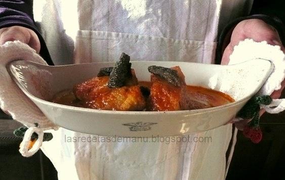Bacalao con salsa muselina de ajos y membrillos
