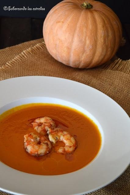 Crema de Calabaza con Gambas