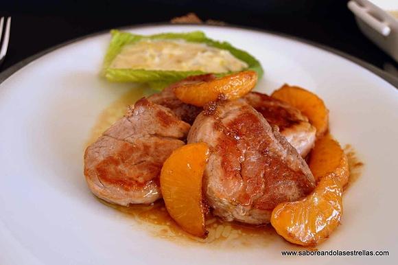 Solomillo con mandarinas y crema de estragón