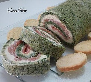 Rollo de espinacas con queso y salmón Thermomix