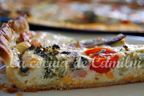 Quiche de verduras y gambitas