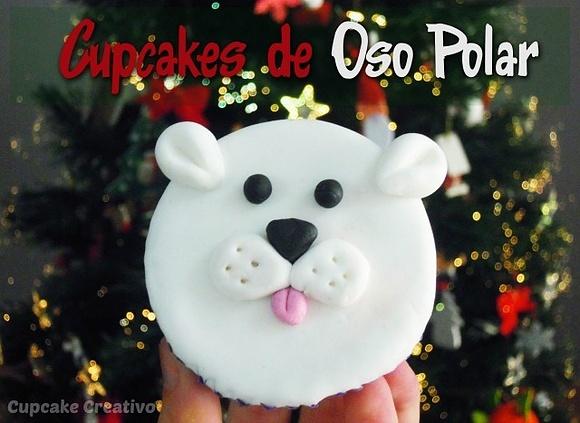 Cupcakes de oso polar con fondant