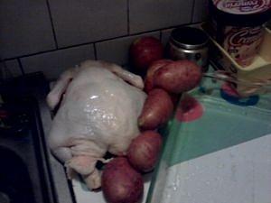 Pollo al horno con papas al romero