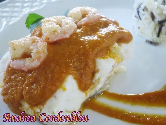 Suprema de merluza en salsa americana sin gluten
