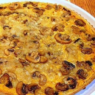 Tarta de champiñones, puerros y parmesano