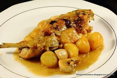 Conejo guisado con patatas en tres cocciones