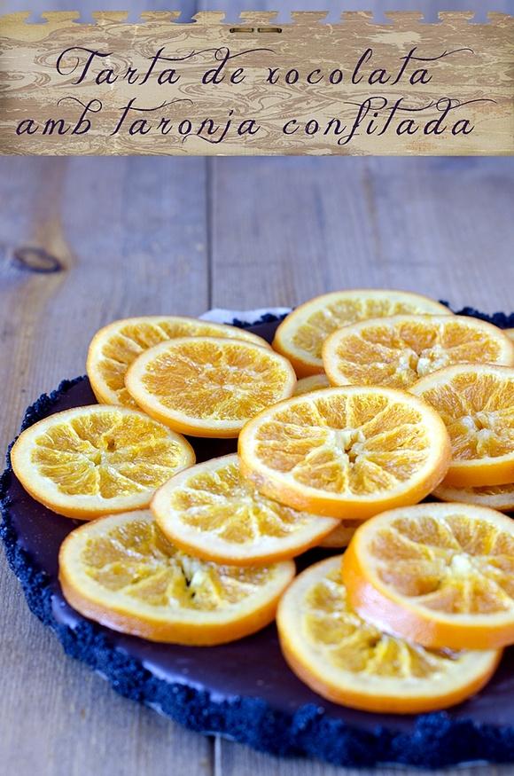 Tarta de chocolate y naranja confitada