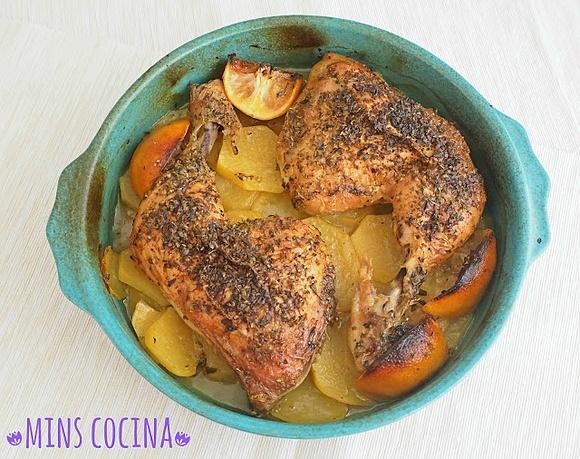 Contramuslos de pollo al horno con patatas