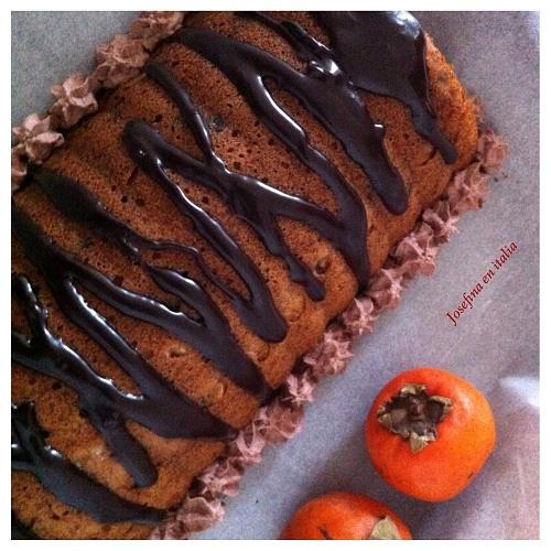 Plumcake con caqui y ganache al chocolate