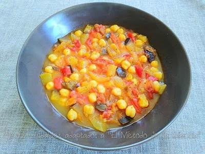 Guiso de garbanzos con pisto