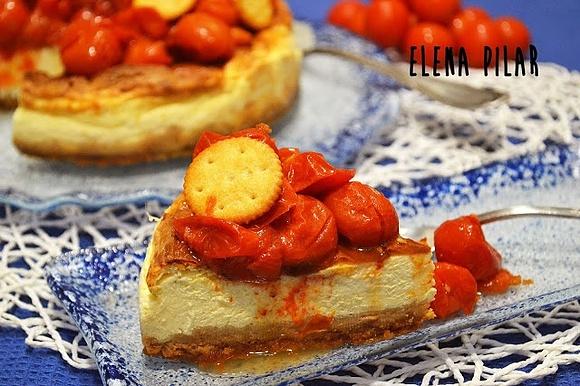 Salada de cheesecake con mozzarella y tomates asados