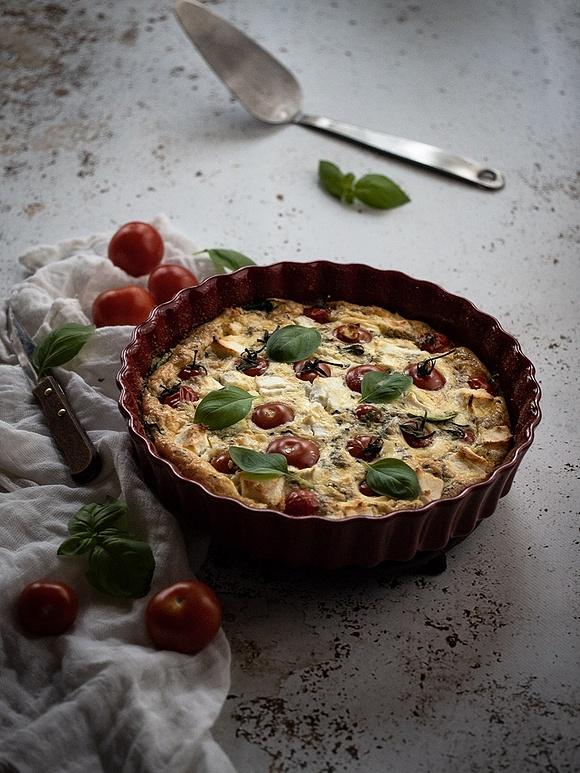 Frittata de tomates cherry y queso de cabra