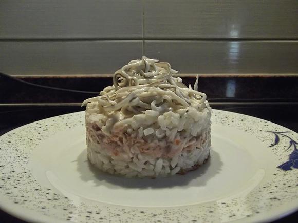 Timbal de arroz a la marinera