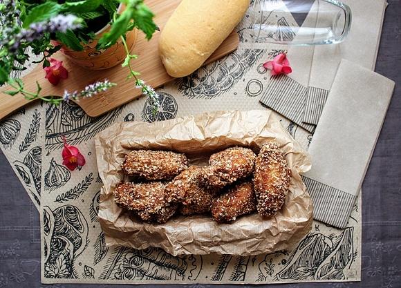 Alitas de pollo fritas estilo Kentucky con rebozado crujiente de copos de avena