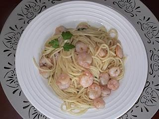 Espaguetis con gambas