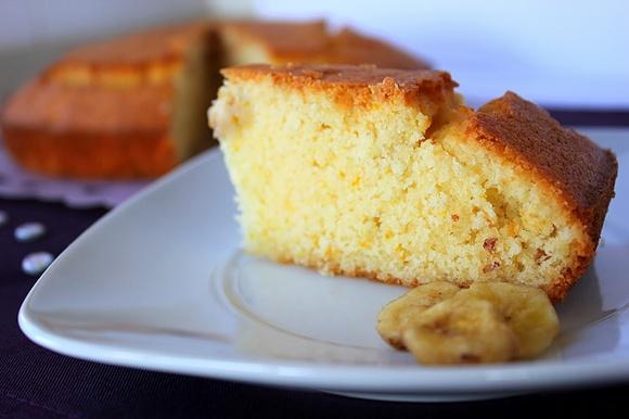 Bizcocho de arroz, naranja y plátano sin gluten