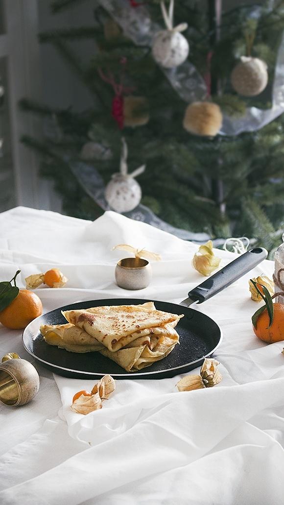 Crepes con crema de mango para Navidad