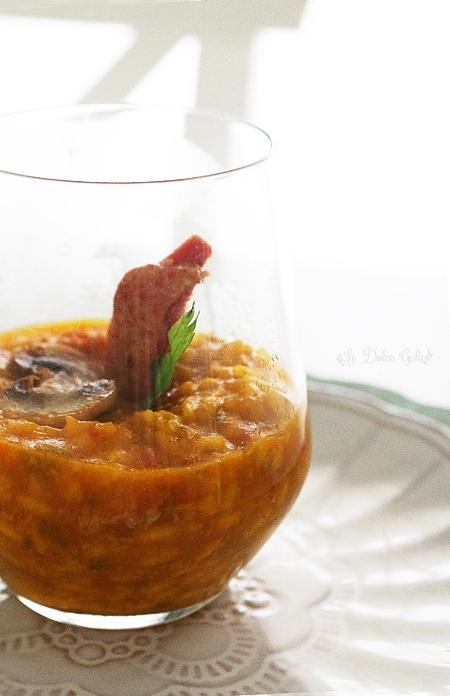 Arroz caldoso con pato y champiñones