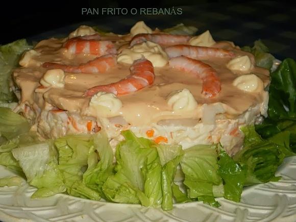 Tarta fría de langostinos