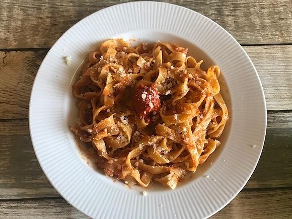 Tagliatelle a la carbonara de sobrasada