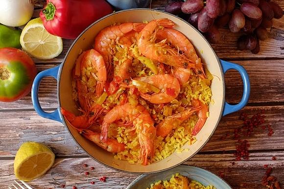 Arroz basmati con langostinos picantes