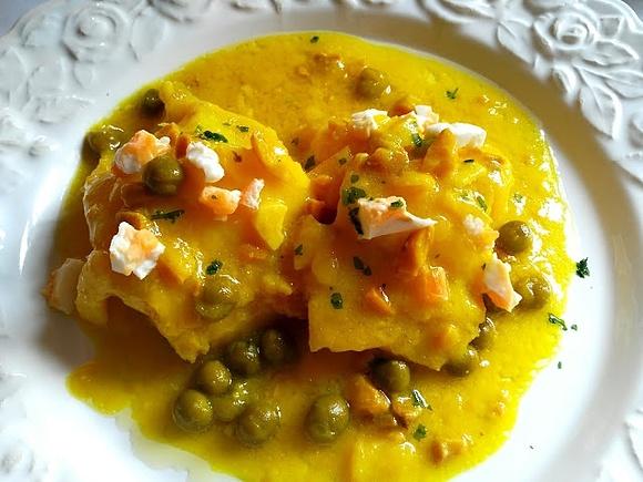 Bacalao en pepitoria z groszkiem